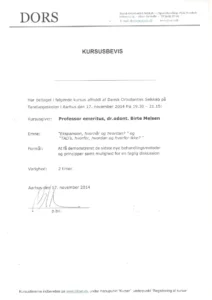 Dr Aleksandra Myrda dyplom/certyfikat
