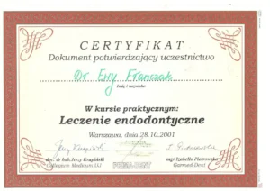 Dr Ewa Franczak_dyplom/certyfikat