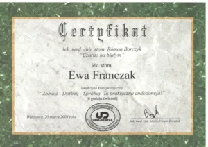 Dr Ewa Franczak_dyplom/certyfikat