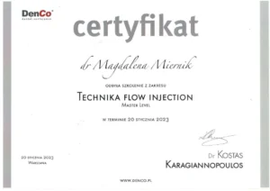 Dr Magdalena Miernik dyplom/certyfikat